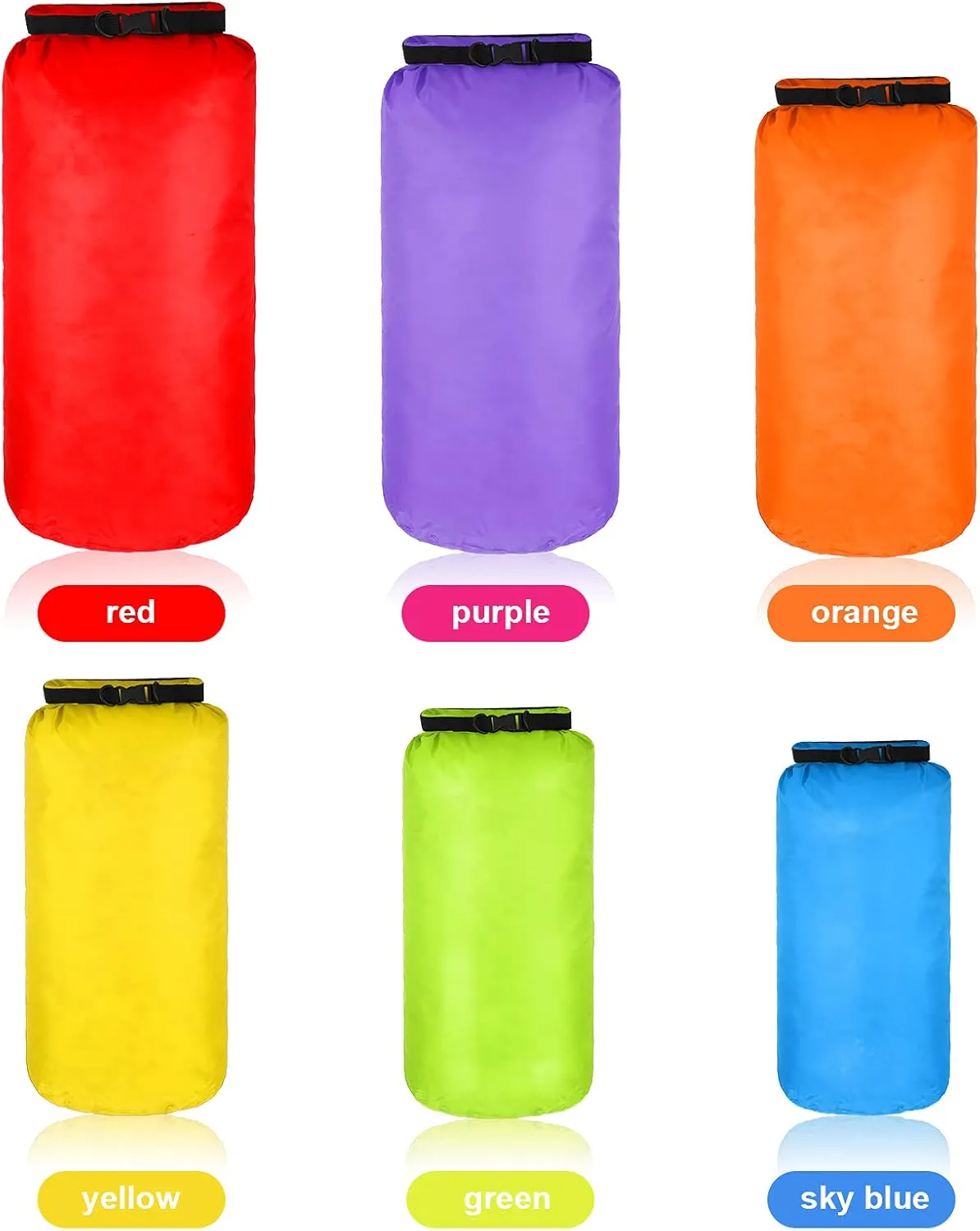 Shappy 6 Pcs Waterproof Dry Bag Set Dry Sacks Lightweight Airtight Combo Set with 20 L 15 L 10 L 8 L 5 L 3 L Sacks and Long Adjustable Shoulder Strap for Boating Hiking Camping