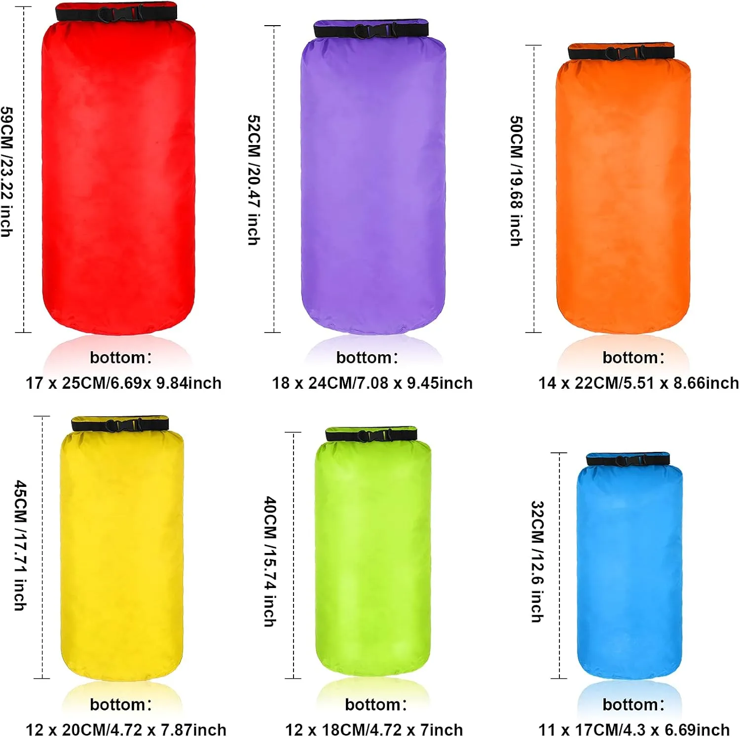 Shappy 6 Pcs Waterproof Dry Bag Set Dry Sacks Lightweight Airtight Combo Set with 20 L 15 L 10 L 8 L 5 L 3 L Sacks and Long Adjustable Shoulder Strap for Boating Hiking Camping