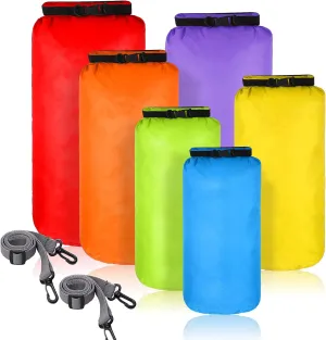 Shappy 6 Pcs Waterproof Dry Bag Set Dry Sacks Lightweight Airtight Combo Set with 20 L 15 L 10 L 8 L 5 L 3 L Sacks and Long Adjustable Shoulder Strap for Boating Hiking Camping