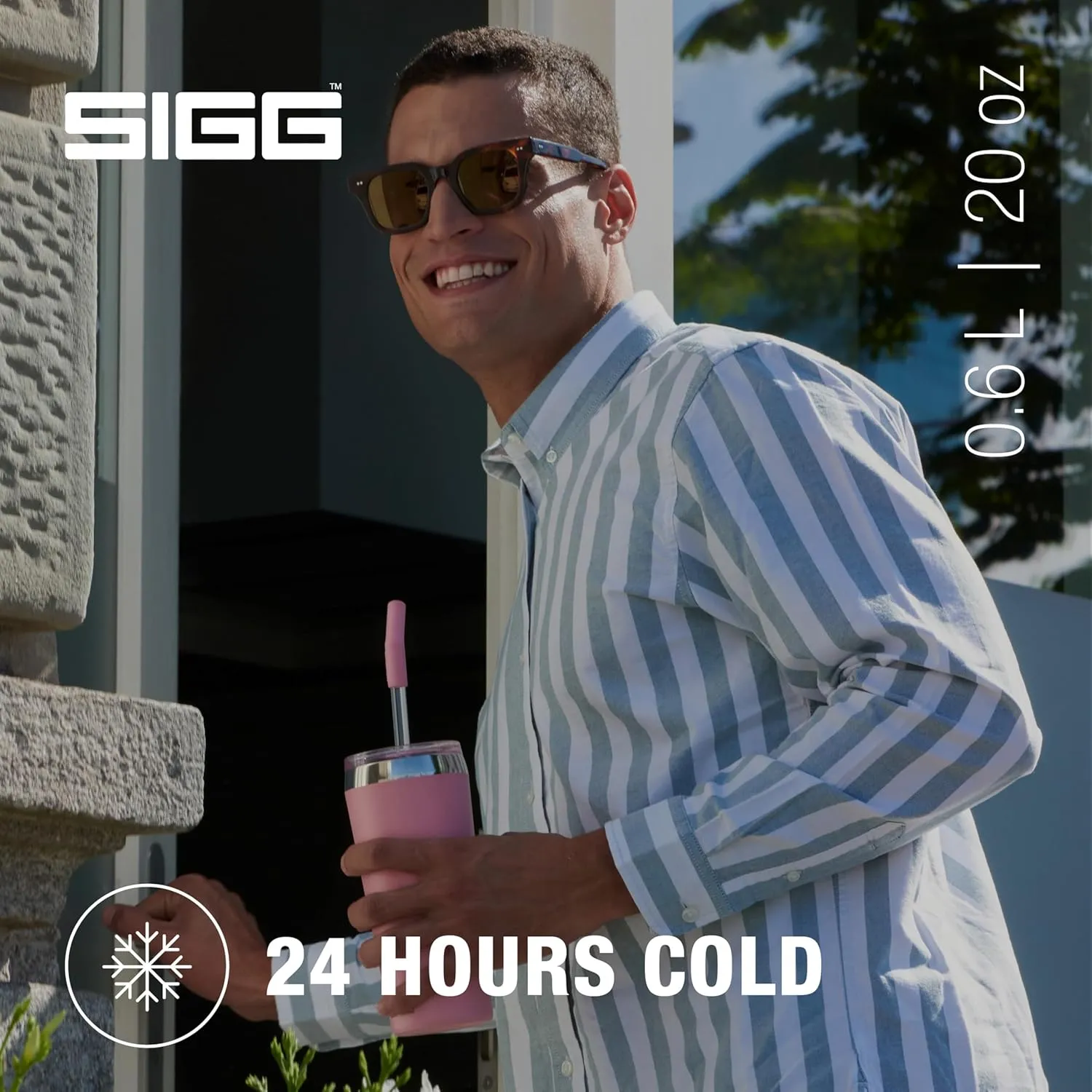 SIGG - Insulated Mug - Travel Mug Helia - With Durable Glass Straw & Cleaning Brush - Leakproof - BPA Free - 18/8 Stainless Steel - 15oz/20oz