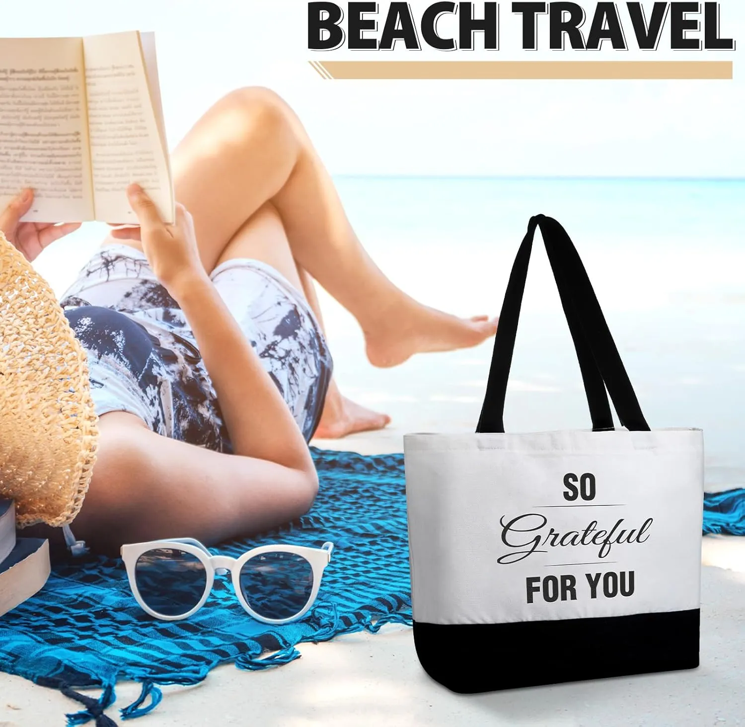 Silkfly 32 Pcs Inspirational Bag Canvas Tote Bag with Zipper Reusable Motivational Make up Bag Set for Women Friend Coworker