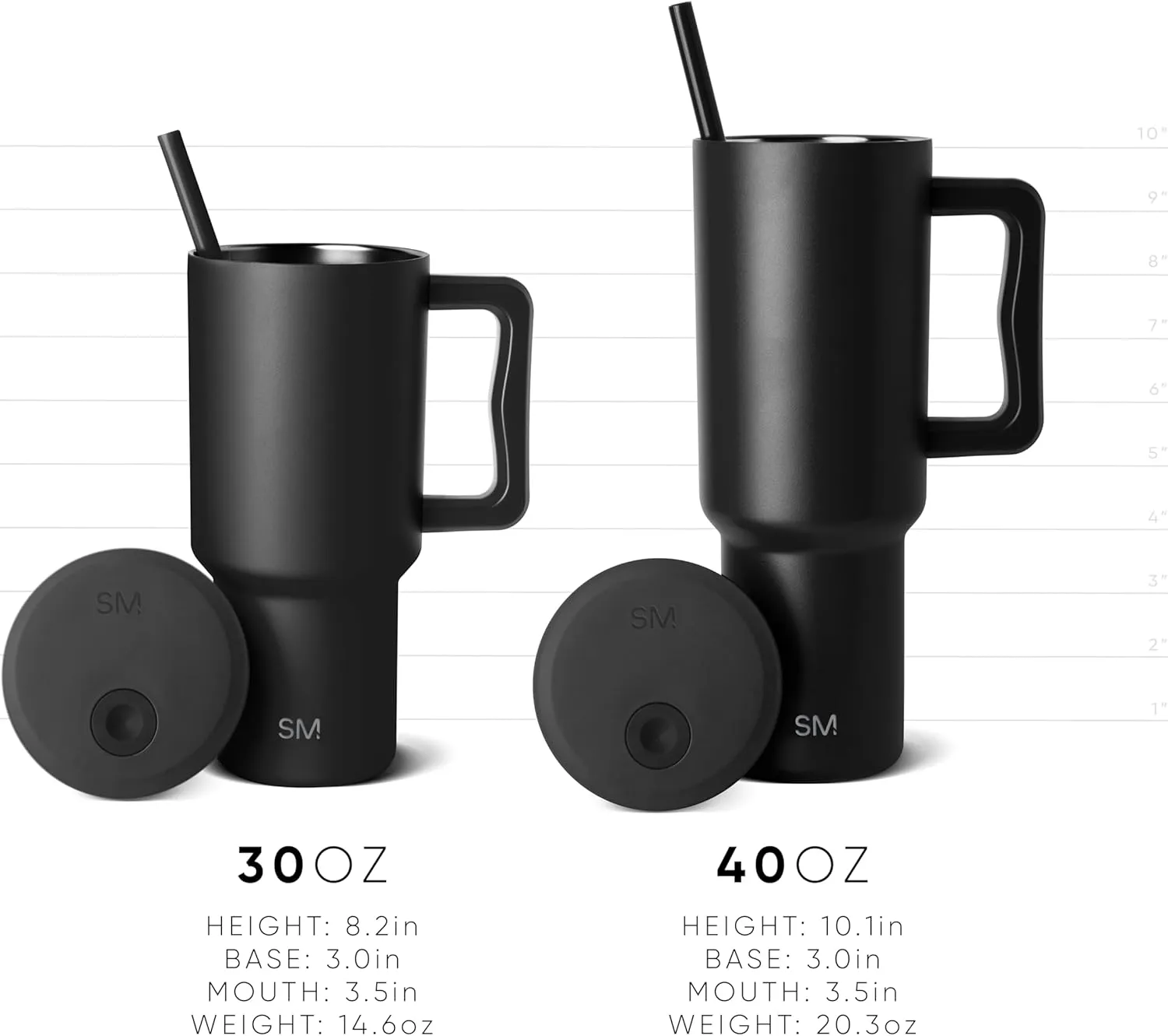 Simple Modern 40 oz Trek Tumbler with Handle and Straw Lid | Cup Holder Friendly Insulated Stainless Steel Travel Mug | Buttercup