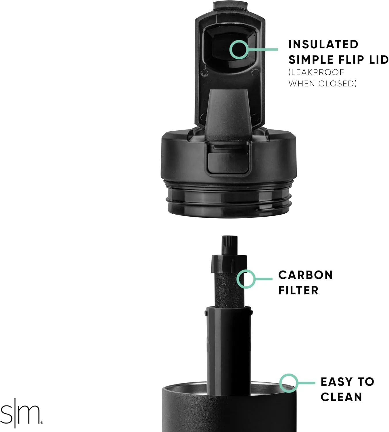 Simple Modern Filtered Water Bottle | Insulated Stainless-Steel Carbon Filter Travel Water Bottles | Reusable for Clean Drinking Water On The Go | 24oz, Black Leopard