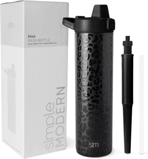 Simple Modern Filtered Water Bottle | Insulated Stainless-Steel Carbon Filter Travel Water Bottles | Reusable for Clean Drinking Water On The Go | 24oz, Black Leopard