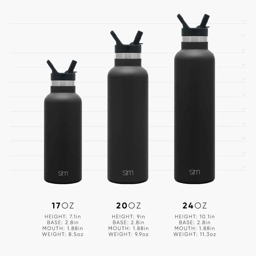 Simple Modern Water Bottle with Narrow Mouth Straw Lid Metal Thermos Vacuum Insulated Stainless Steel l Reusable Leak Proof BPA-Free Flask | Ascent Collection | 24oz, Almond Birch