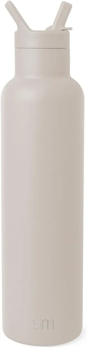 Simple Modern Water Bottle with Narrow Mouth Straw Lid Metal Thermos Vacuum Insulated Stainless Steel l Reusable Leak Proof BPA-Free Flask | Ascent Collection | 24oz, Almond Birch