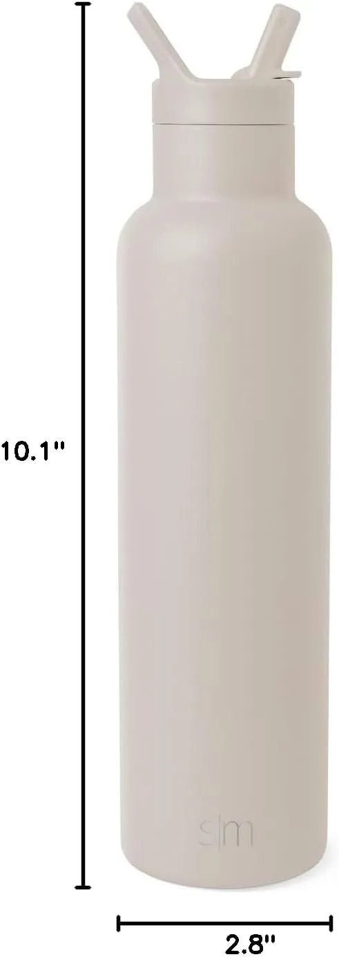 Simple Modern Water Bottle with Narrow Mouth Straw Lid Metal Thermos Vacuum Insulated Stainless Steel l Reusable Leak Proof BPA-Free Flask | Ascent Collection | 24oz, Almond Birch
