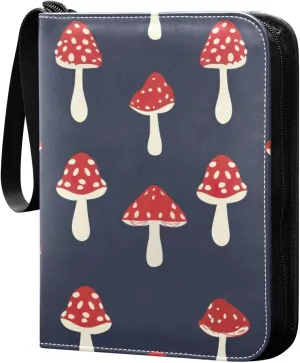Simple Mushroom Pattern Card Binder 4-Pocket, 400 Pockets Trading Cards Holder Games Card Albums Storage Organizer Case for Football, Baseball Cards