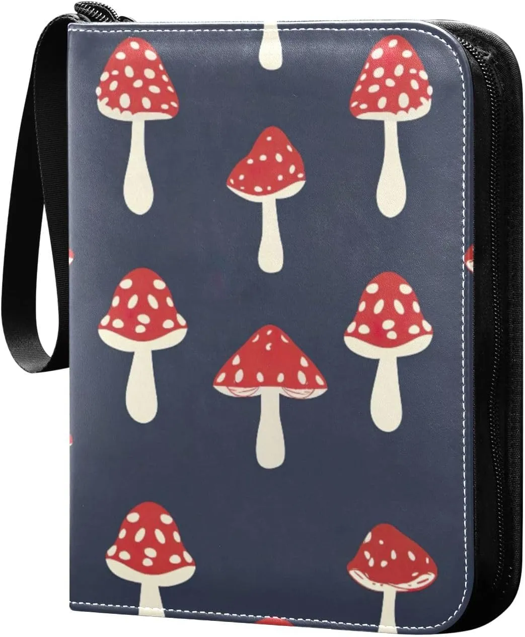 Simple Mushroom Pattern Card Binder 4-Pocket, 400 Pockets Trading Cards Holder Games Card Albums Storage Organizer Case for Football, Baseball Cards