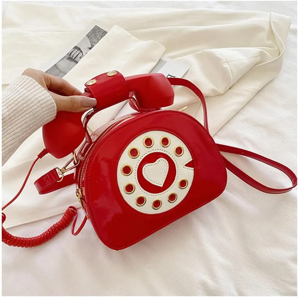 Sister Amy® Vintage-Inspired Crossbody Shoulder Bag – Retro Dial Telephone Design with Movable Microphone