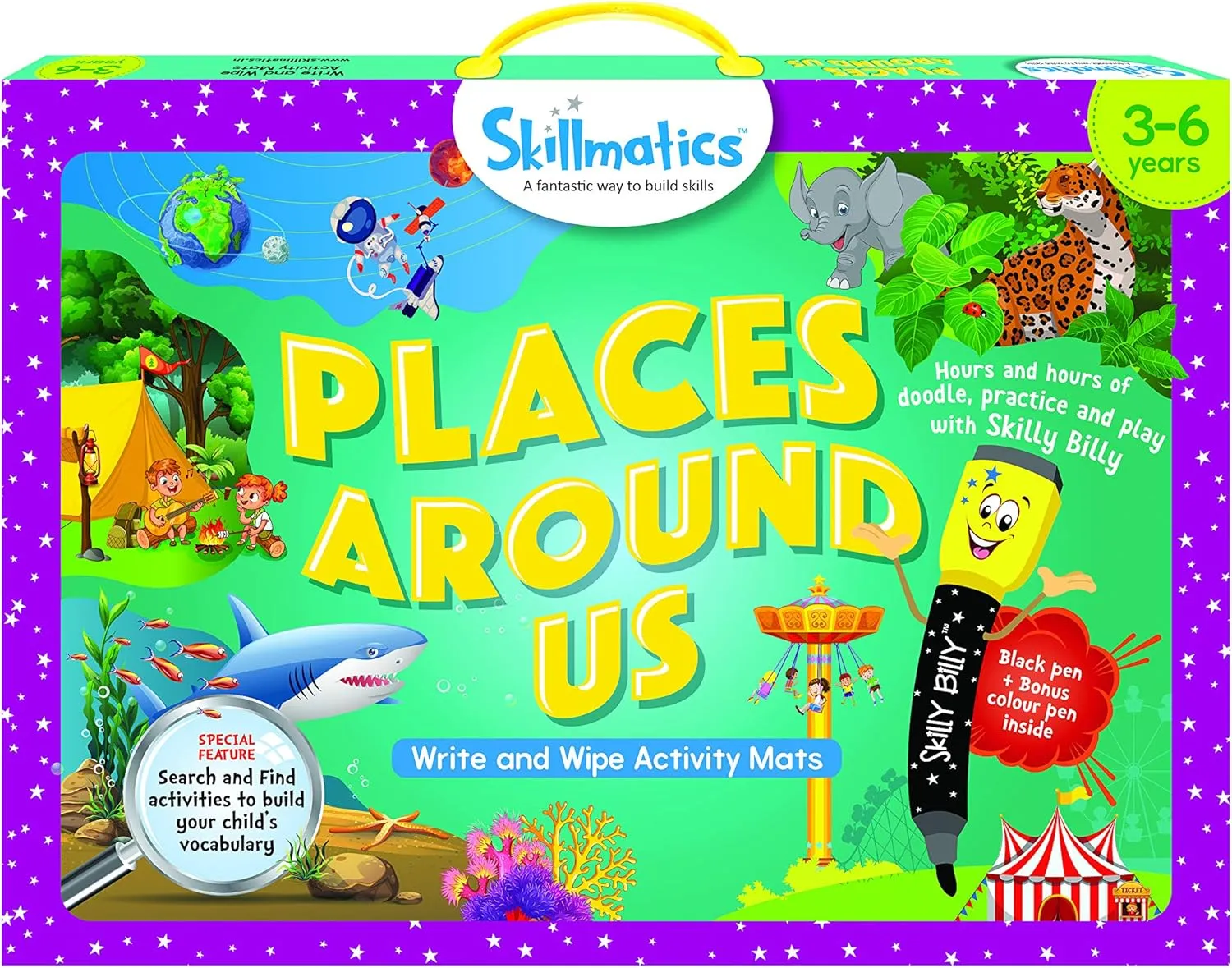 Skillmatics Educational Game: Places Around Us (3-6 Years) | Search and Find Activities for Kids | Fun Learning and Activity Games | Erasable and Reusable Mats