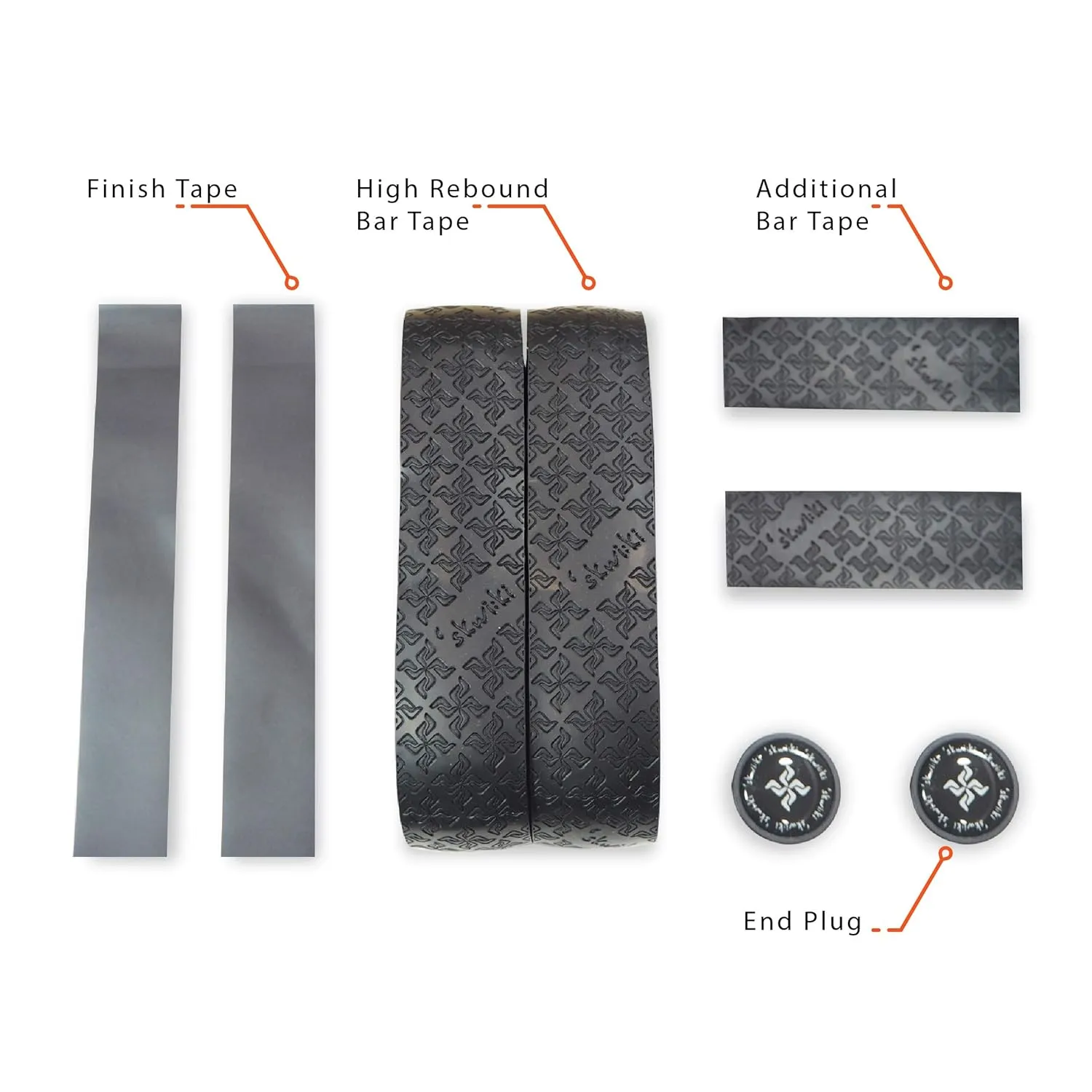 Skwiki Road Bike Handle Bar Tape, Adherent PU Leather, Gripy, High Rebound, Breatheable, Multi-Layer Structure (Black)