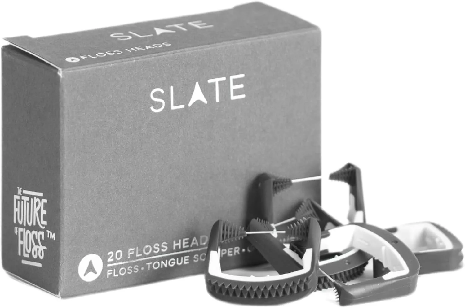 Slate Flosser Refills – 20 Reusable Woven Floss Heads for Slate Electric Flosser, PFAS-Free and Unwaxed Dental Floss, Includes Tongue Scraper and Gum Scraper, Eco-Friendly Oral Care Refill