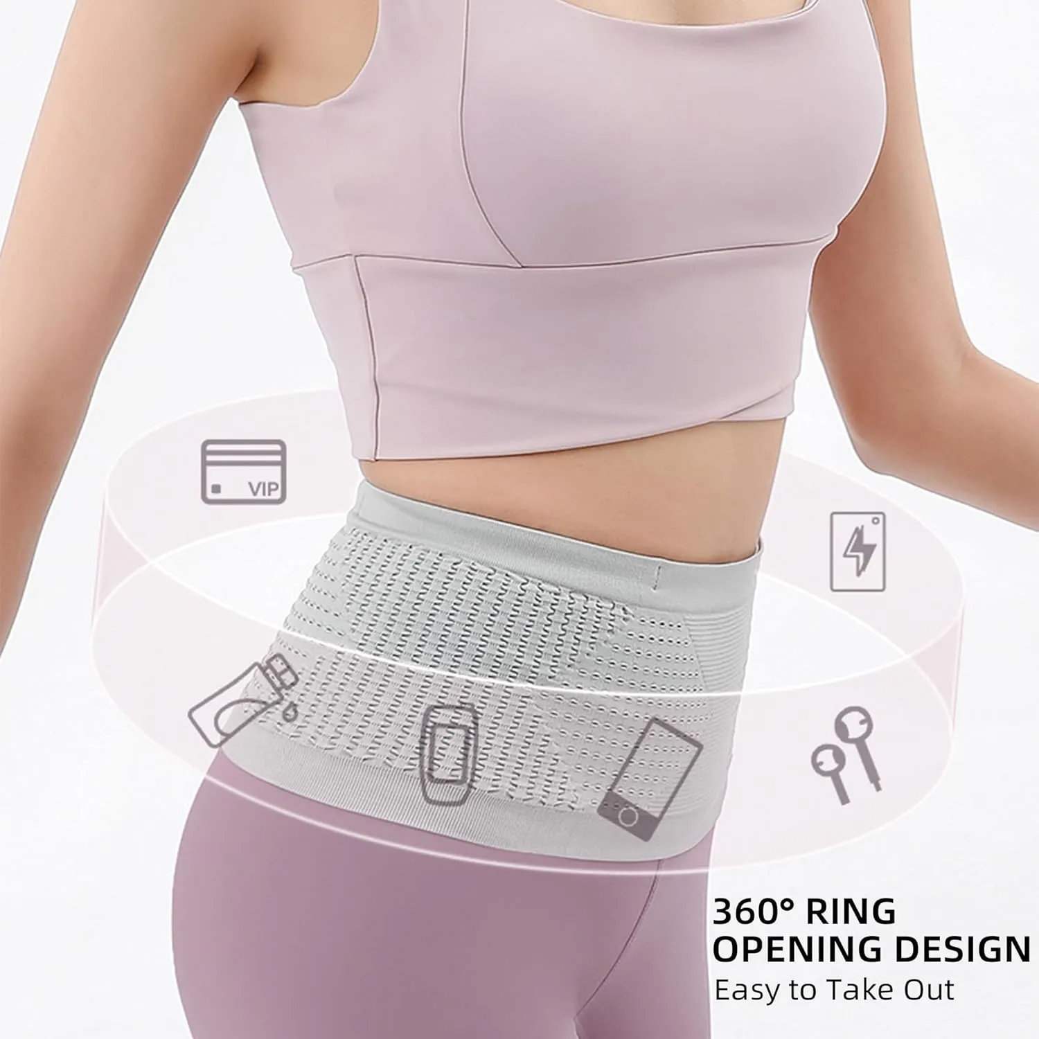 Slim Running Belt Running Waist Pack Slim Fanny Pack Travel Money Belt for Running Hidden Pockets for Travel Black Large