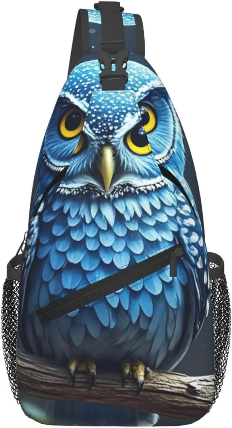 Sling Bag for Men Women Crossbody Backpack blue owl Crossbody Bag Chest Bag for Travel Sport