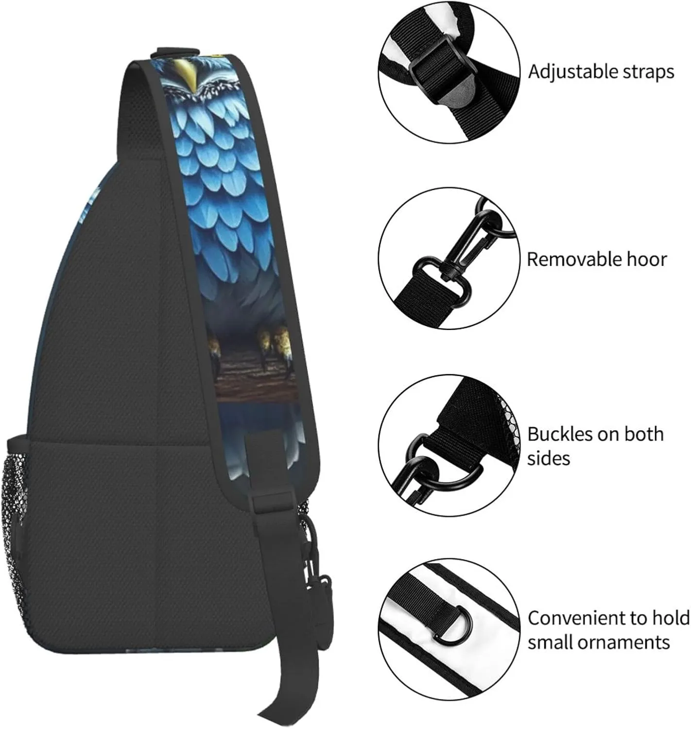 Sling Bag for Men Women Crossbody Backpack blue owl Crossbody Bag Chest Bag for Travel Sport