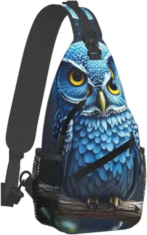 Sling Bag for Men Women Crossbody Backpack blue owl Crossbody Bag Chest Bag for Travel Sport