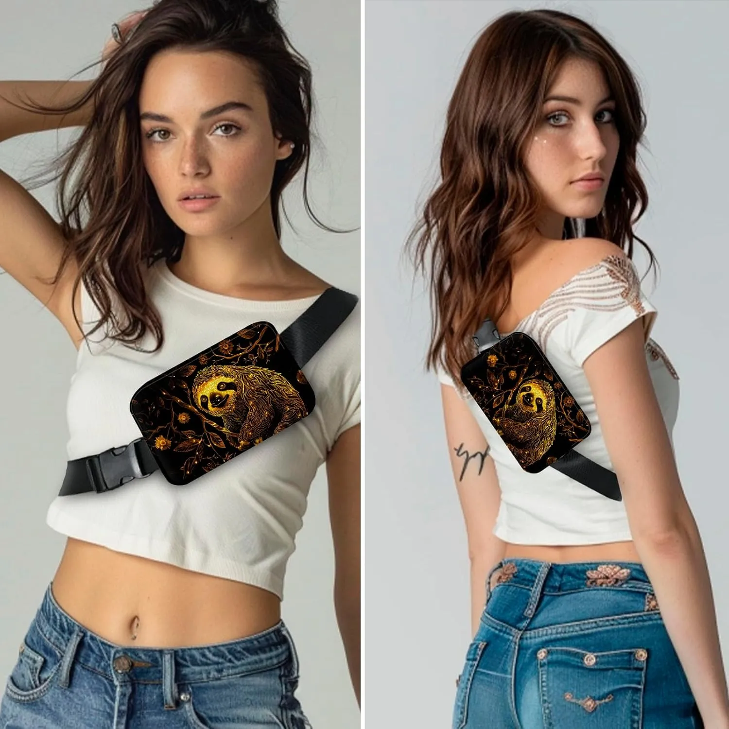 Sloth Fanny Pack for Women Belt Bag Fashion Waist Bags with Adjustable Strap Waist Pack Traveling Waist Pouch Running Hiking Workout