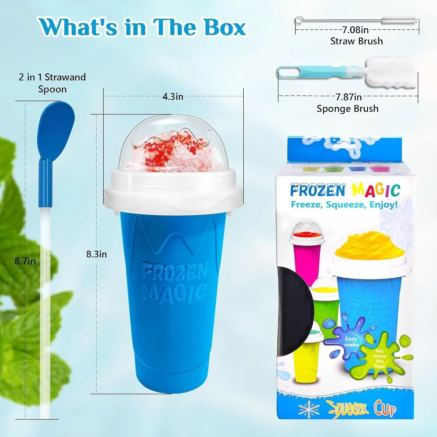 Slushie Cup slushie maker cup ，Magic Quick Frozen Smoothies Cup，Slushie Machine for Home Squeeze Slushie Cup ，diy slushie maker cup Gifts (Blue Green, large)