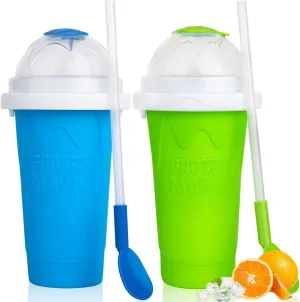 Slushie Cup slushie maker cup ，Magic Quick Frozen Smoothies Cup，Slushie Machine for Home Squeeze Slushie Cup ，diy slushie maker cup Gifts (Blue Green, large)