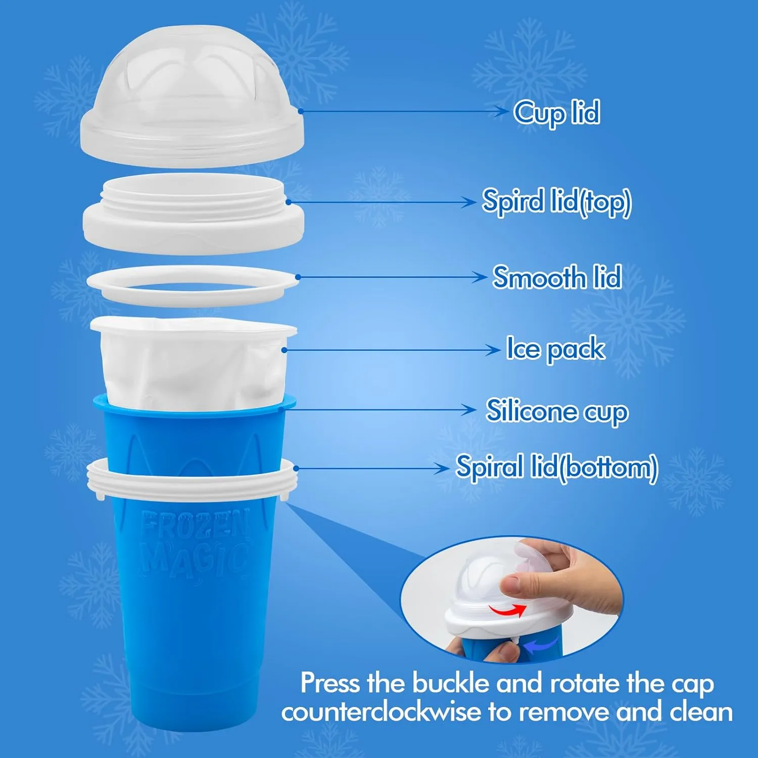 Slushie Maker Cup, Quick Frozen Magic Cups for Homemade Milk Shake Ice Cream Maker, Double Layer Squeeze Slushy Maker Cup, Birthday Gifts for Kids,Friends,Family(Pink, 350ML)