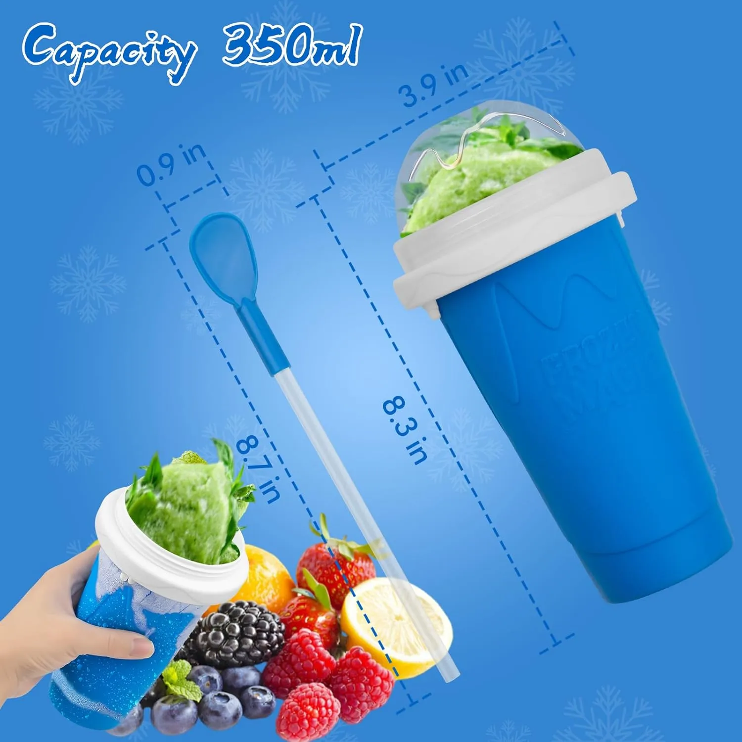 Slushie Maker Cup, Quick Frozen Magic Cups for Homemade Milk Shake Ice Cream Maker, Double Layer Squeeze Slushy Maker Cup, Birthday Gifts for Kids,Friends,Family(Pink, 350ML)