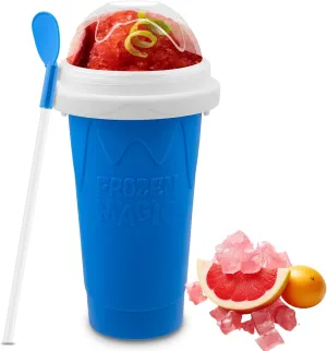 Slushie Maker Cup, Quick Frozen Magic Cups for Homemade Milk Shake Ice Cream Maker, Double Layer Squeeze Slushy Maker Cup, Birthday Gifts for Kids,Friends,Family(Pink, 350ML)
