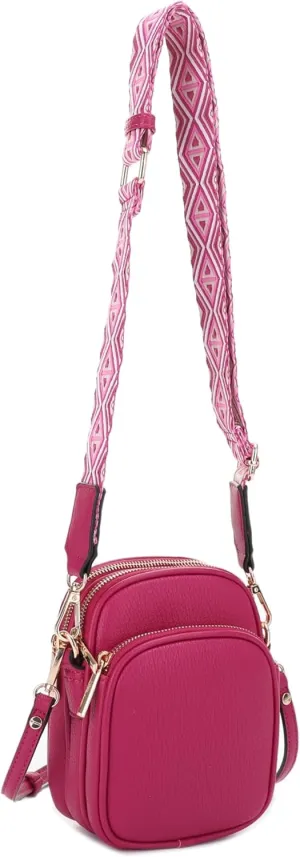 Small Crossbody Bag for Women, Triple Compartment Shoulder Bag with Double Strap