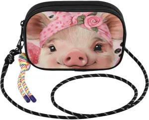 Small Crossbody Bags Cute Pig Bow for Women Cell Phone Purses Shoulder Bag Handbag with Adjustable Strap