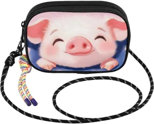 Small Crossbody Bags Cute Pig Closeup for Women Cell Phone Purses Shoulder Bag Handbag with Adjustable Strap