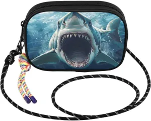Small Crossbody Bags Scary Fish Attack for Women Cell Phone Purses Shoulder Bag Handbag with Adjustable Strap