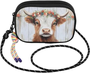Small Crossbody Bags Vintage Garland Cow for Women Cell Phone Purses Shoulder Bag Handbag with Adjustable Strap