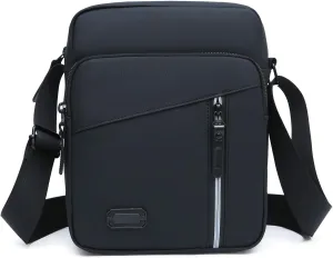 Small Crossbody Messenger Bag for Mens Women, Travel Passport Phone Sling Shoulder Purse Side Handbag (Black)
