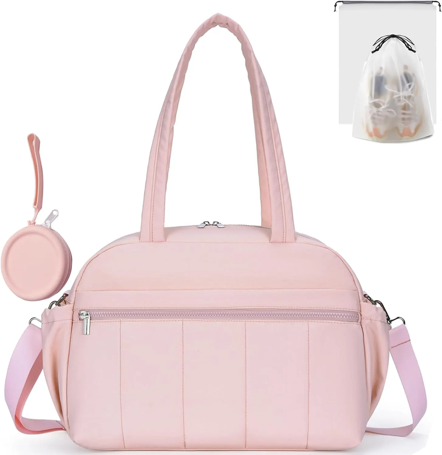 Small Gym Duffle Bag for Women, Multiple Compartments, with Shoe Bags and Coin Pouch