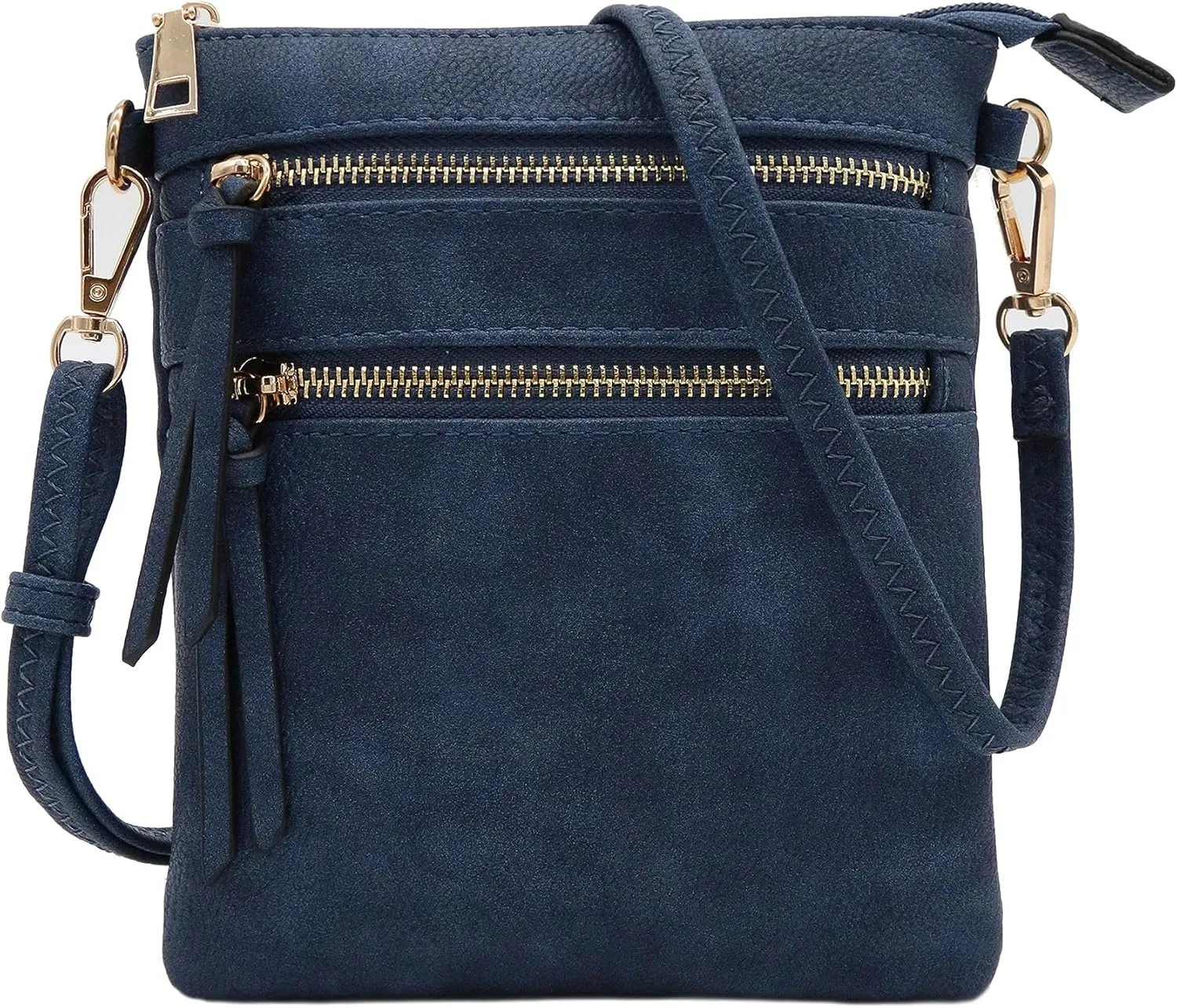 Small Lightweight Shoulder Bag for Women, Mini Multi Zipper Pocket Crossbody Handbag with Adjustable strap