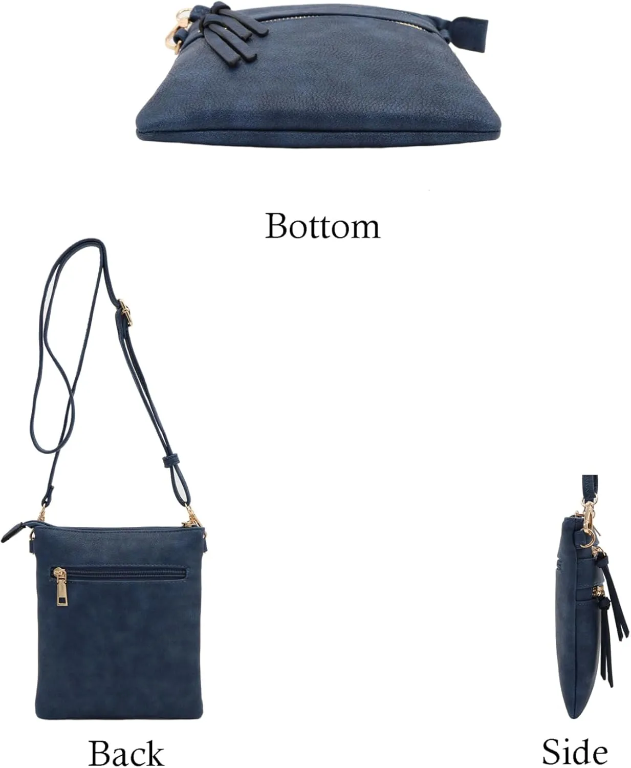 Small Lightweight Shoulder Bag for Women, Mini Multi Zipper Pocket Crossbody Handbag with Adjustable strap