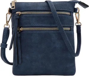 Small Lightweight Shoulder Bag for Women, Mini Multi Zipper Pocket Crossbody Handbag with Adjustable strap