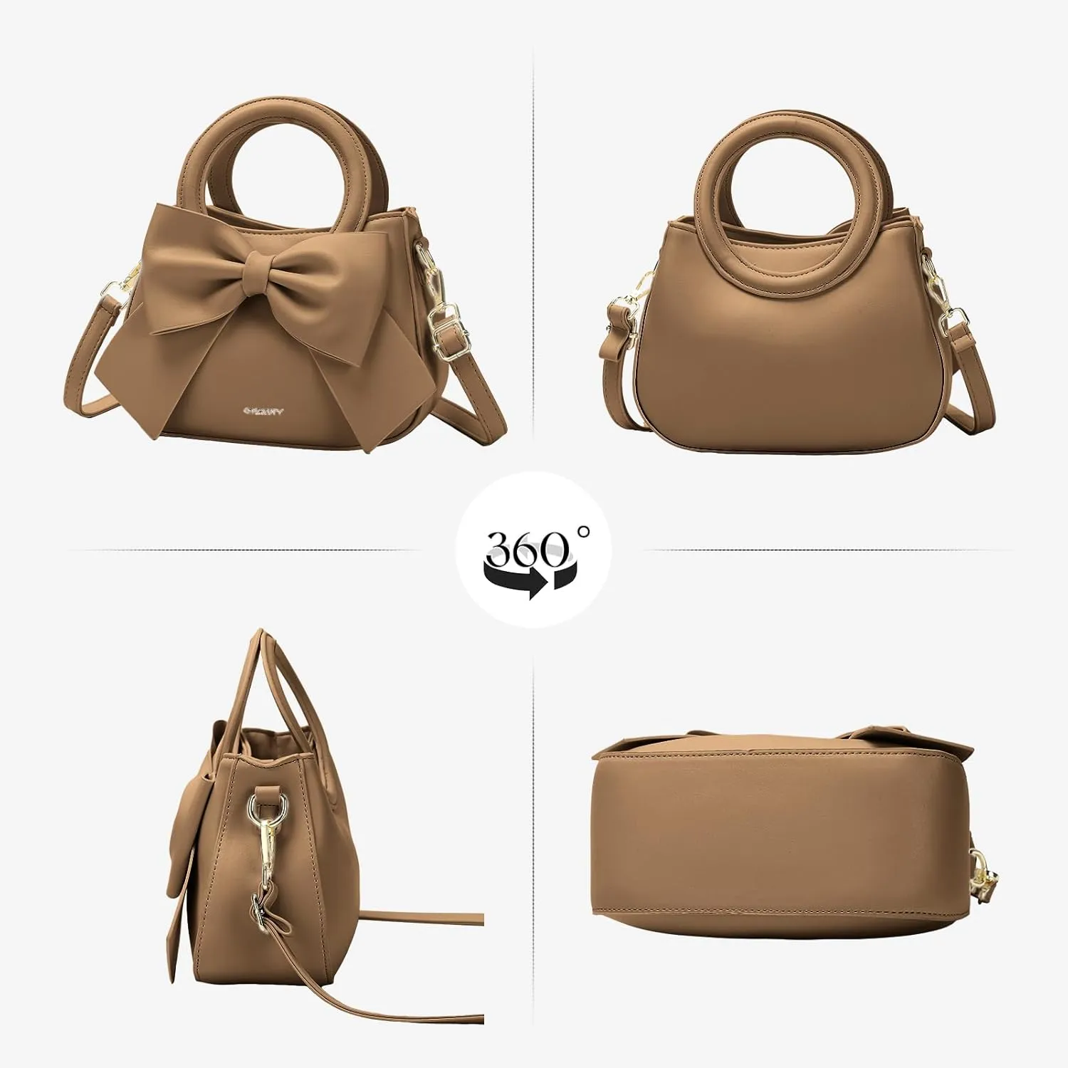Small Purses for Women Crossbody Bag, Vegan Leather Crossbody Purses and Handbags with Top Carry Handle and Cute Bow Knot