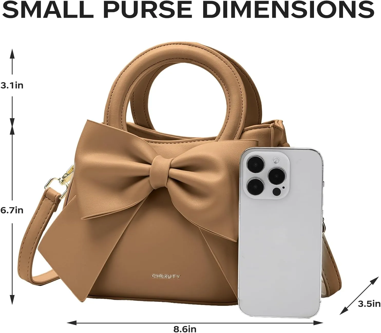 Small Purses for Women Crossbody Bag, Vegan Leather Crossbody Purses and Handbags with Top Carry Handle and Cute Bow Knot
