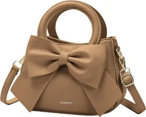 Small Purses for Women Crossbody Bag, Vegan Leather Crossbody Purses and Handbags with Top Carry Handle and Cute Bow Knot