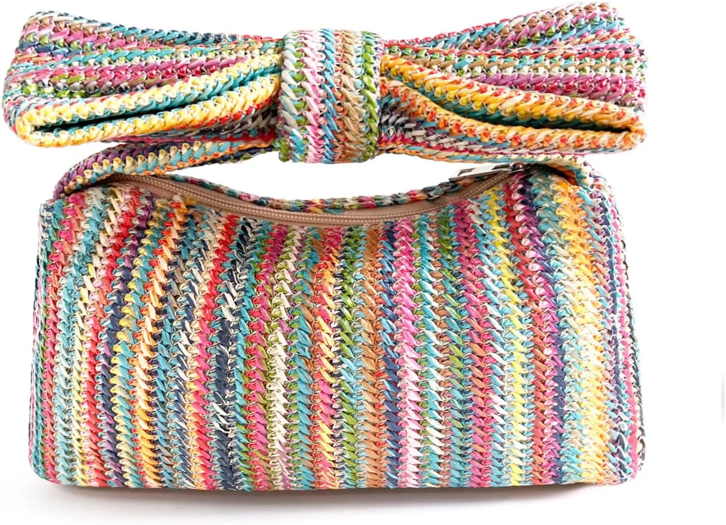 Small Straw Cluth for women,Trendy Cute Summer Woven With Bow Women Purse Handbag Wallet For Beach Vacation Party
