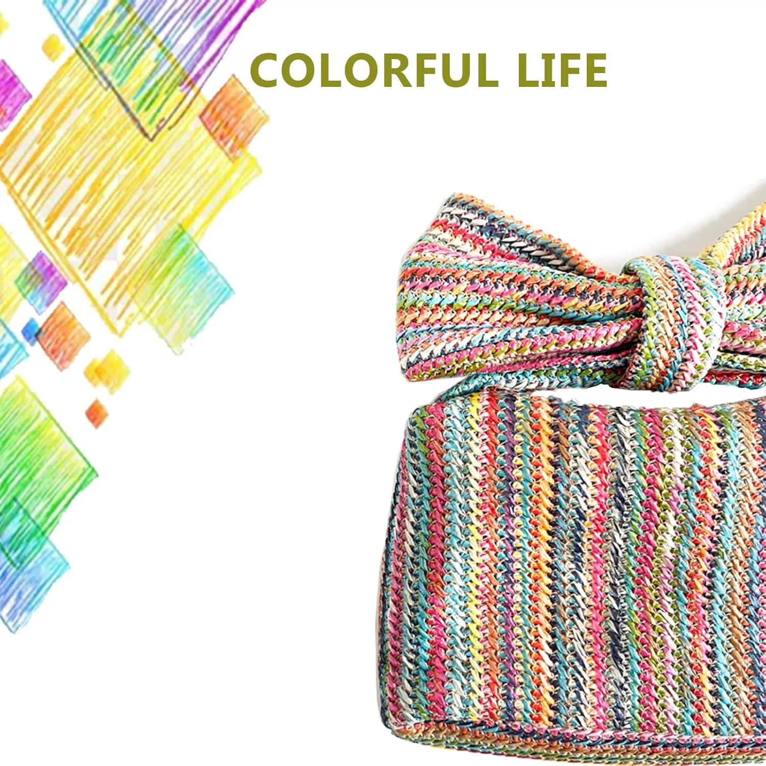 Small Straw Cluth for women,Trendy Cute Summer Woven With Bow Women Purse Handbag Wallet For Beach Vacation Party