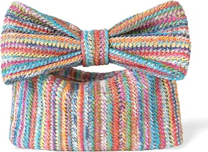 Small Straw Cluth for women,Trendy Cute Summer Woven With Bow Women Purse Handbag Wallet For Beach Vacation Party
