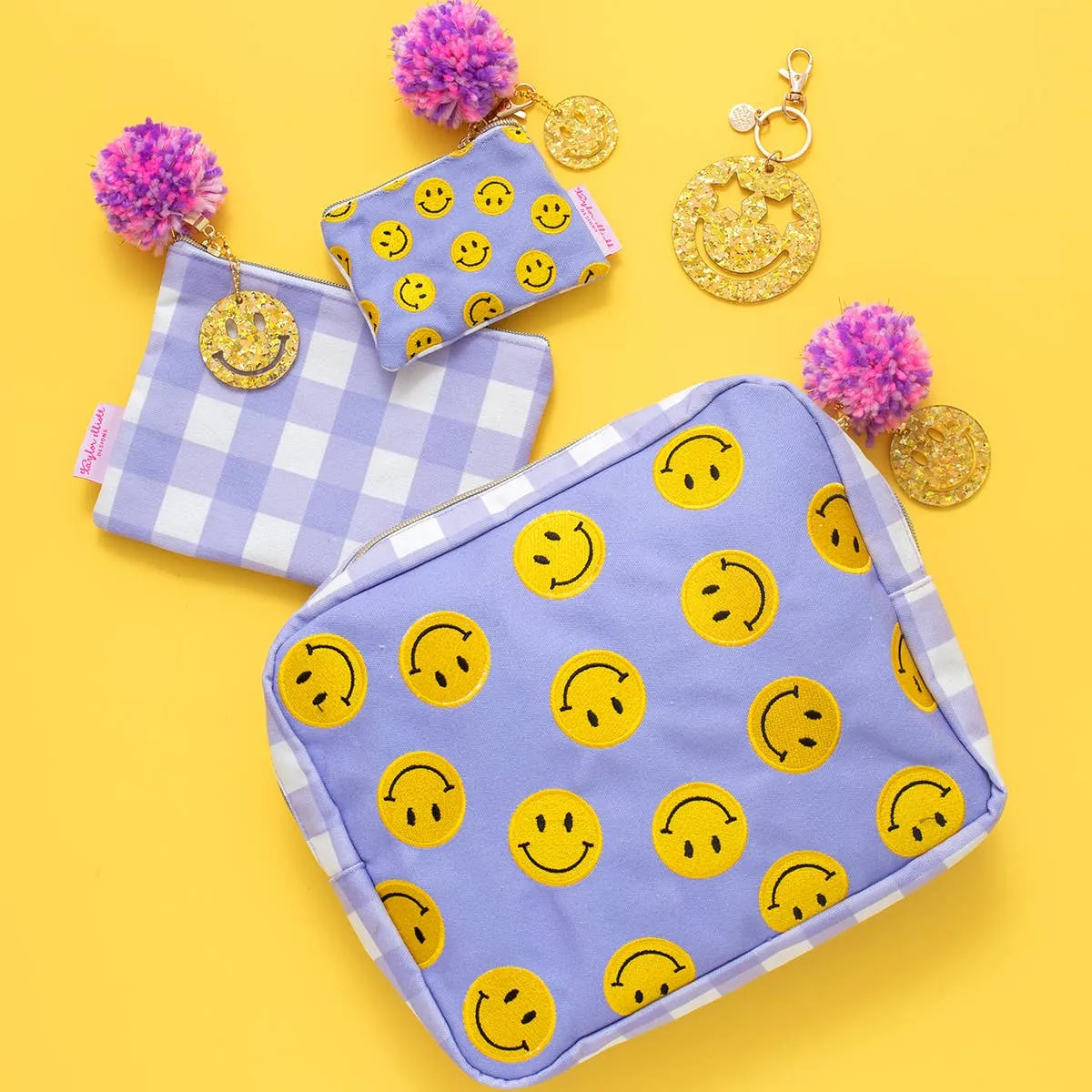 Smiley Stars Gold Keychain