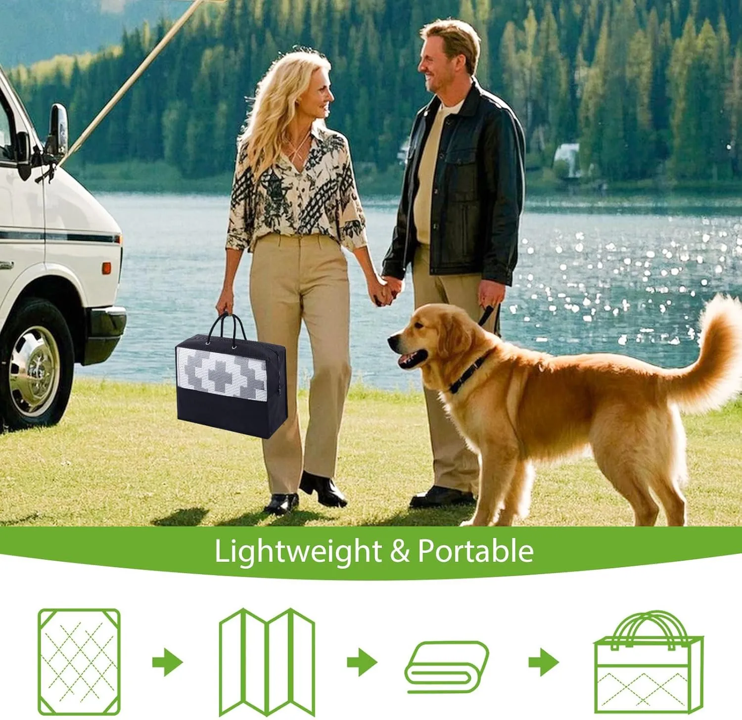 Smiry Waterproof Outdoor Rug 6x9 ft, Reversible Plastic Straw Patio Camping Rugs, Outdoor Indoor RV Mat Carpet for Patio, Outside Entry, Backyard, Deck, Bench, Picnic, Camper, White & Grey