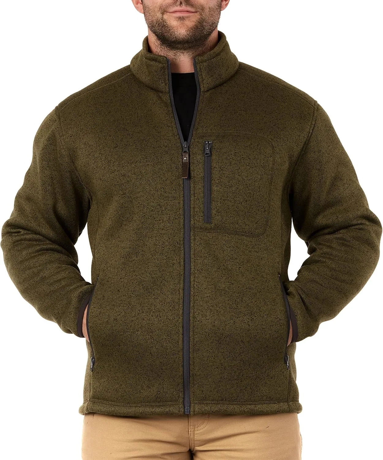 Smith's Workwear Men's Sherpa Lined Sweater Fleece Jacket