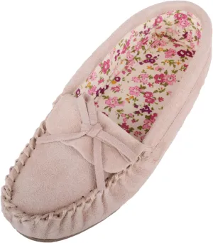 SNUGRUGS Ladies/Womens Soft Suede Moccasins/Slippers with Beautiful Cotton Lining