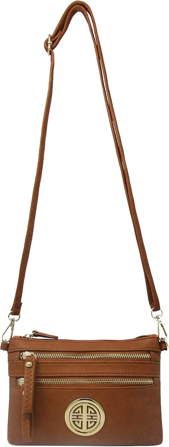 Solene Women's Detachable Wristlet Crossbody Bag With Multi Zipper Pockets