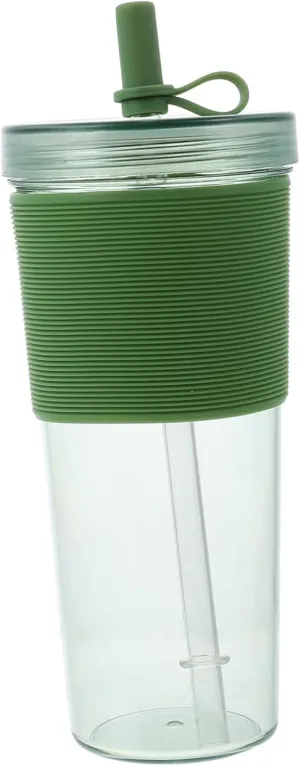 Sosoport Large Capacity Water Cup Straw 720ml Tea Cup Outdoor Straw Cup Lid Design Cup for Restaurant or Home
