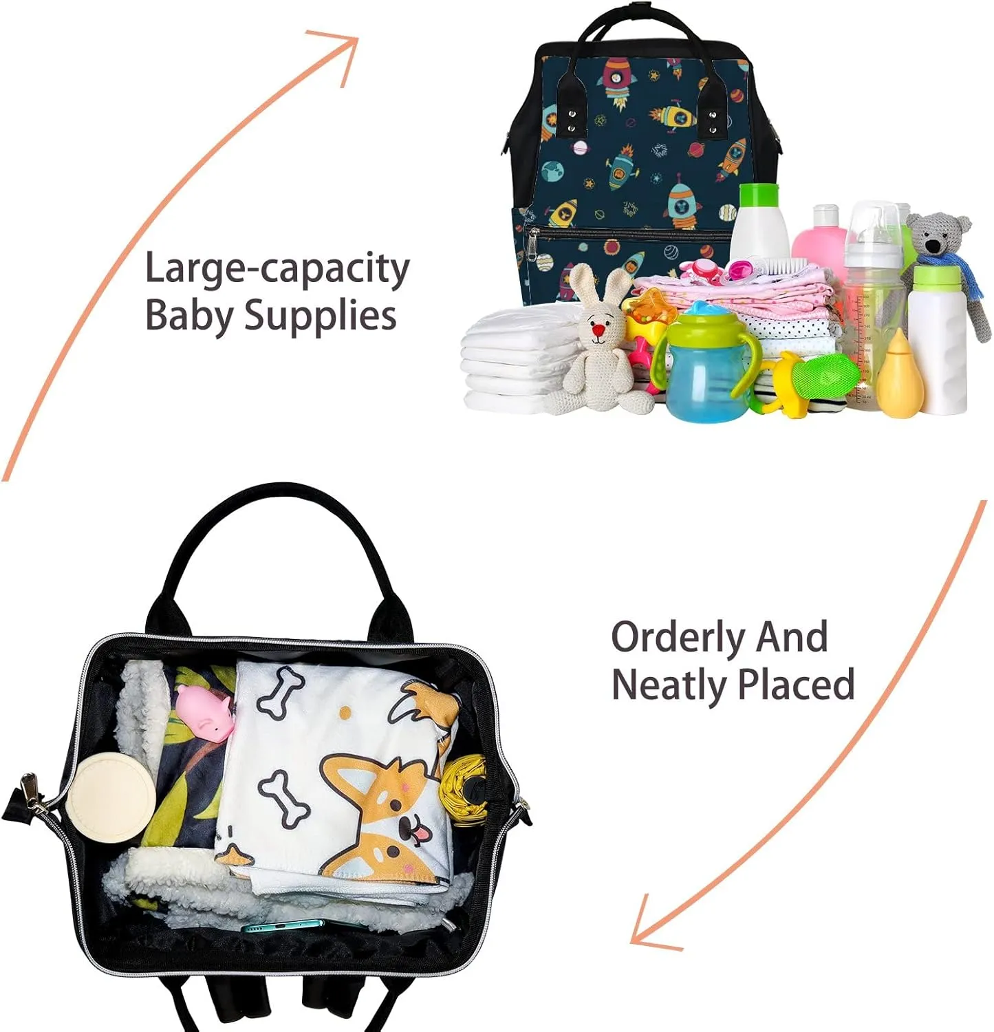Space Astronaut Animals Diaper Bag Backpack Waterproof Backpack Baby Nappy Changing Bag for Travel Large Capacity Durable and Stylish for Woman